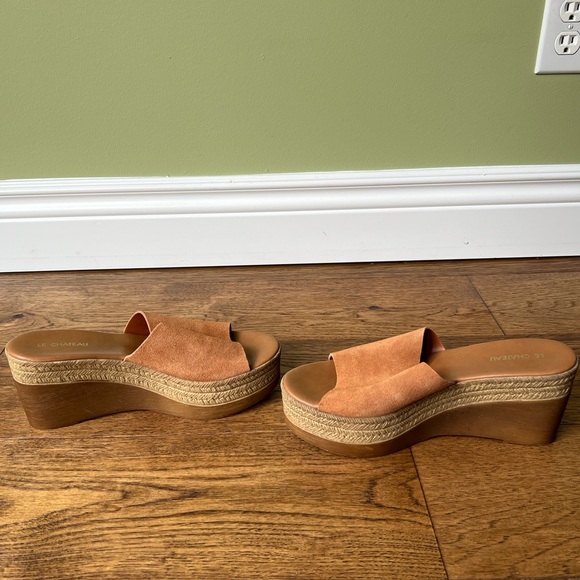 ⭐️ SALE $25 ⭐️ Le Chateau Genuine Leather Platform Wedge Espadrilles Mules Shoe - Picture 6 of 11